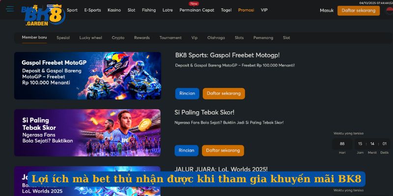 Lợi ích mà bet thủ nhận được khi tham gia khuyến mãi BK8